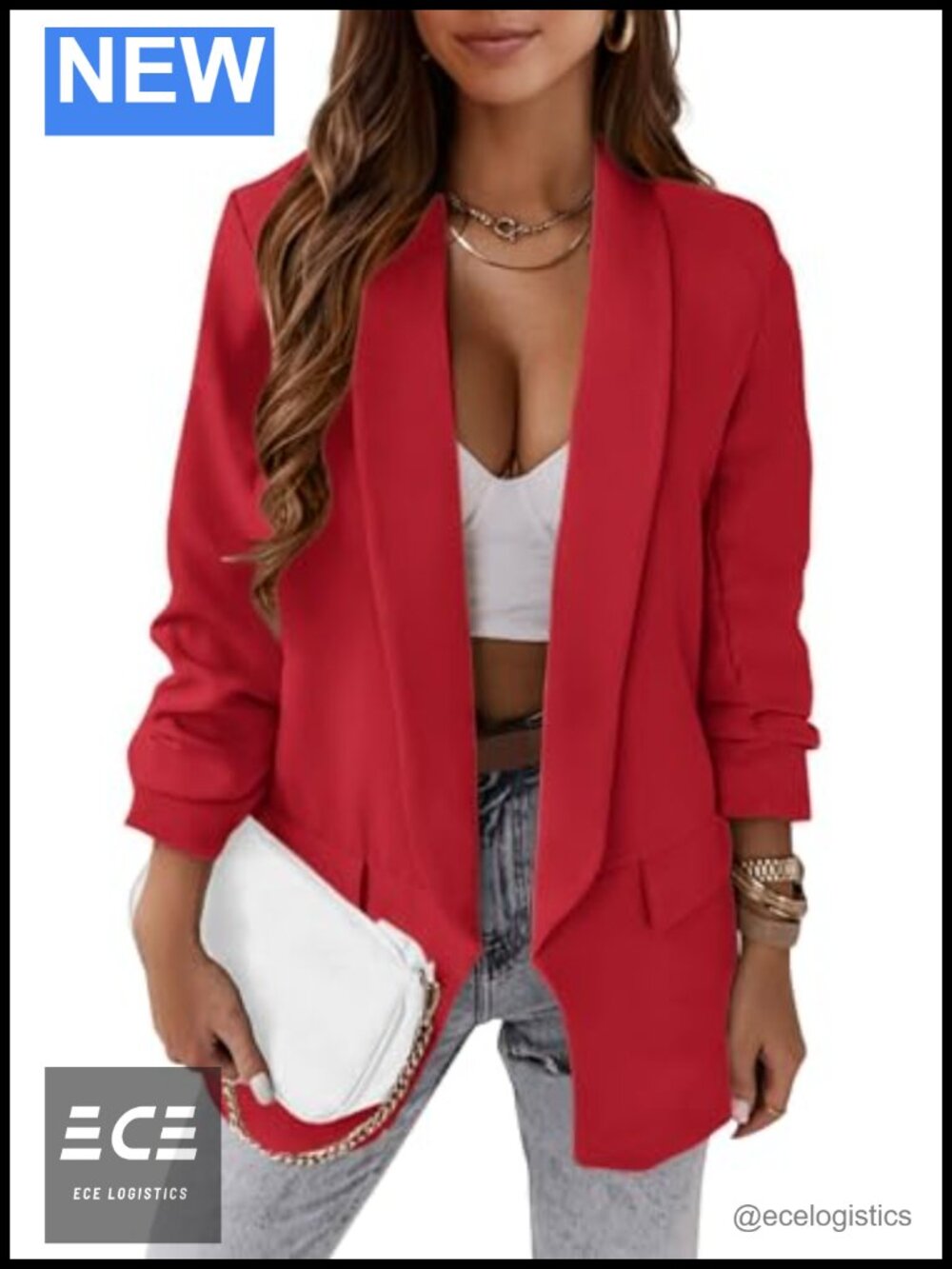 Oversized Blazer Women 100% Polyester Shawl Collar Open Front Business Casual